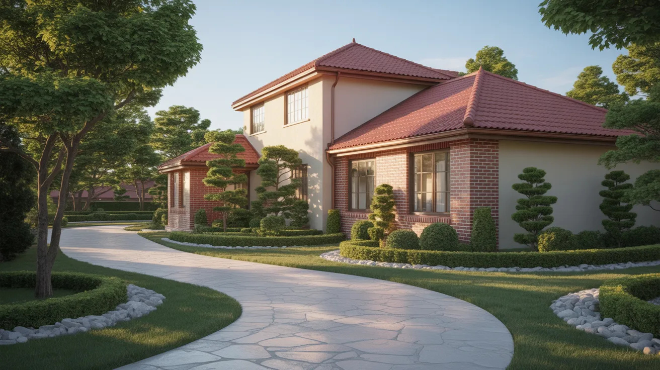 Stenläggning runt hus