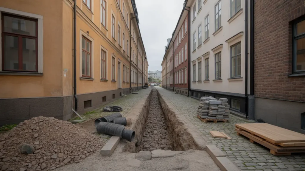 bergspr ngning f r ledningsschakt i innerg rd p s dermalm rikst ckande
